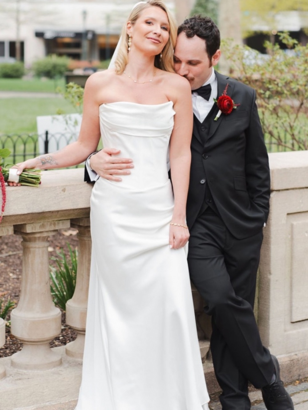 Watters Carly corset & Amani fit & flare satin skirt